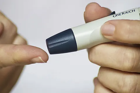 A periodontal check of the kind recommended for patients with diabetes