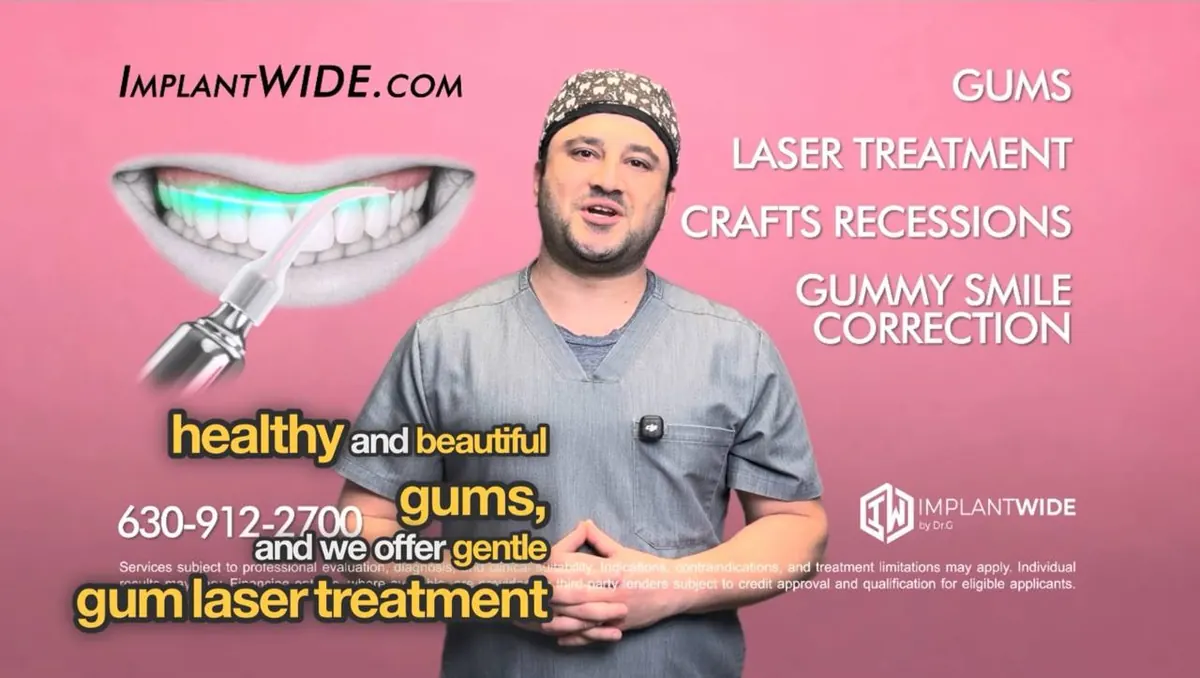 Dr. Gromov explaining gentle laser gum treatment