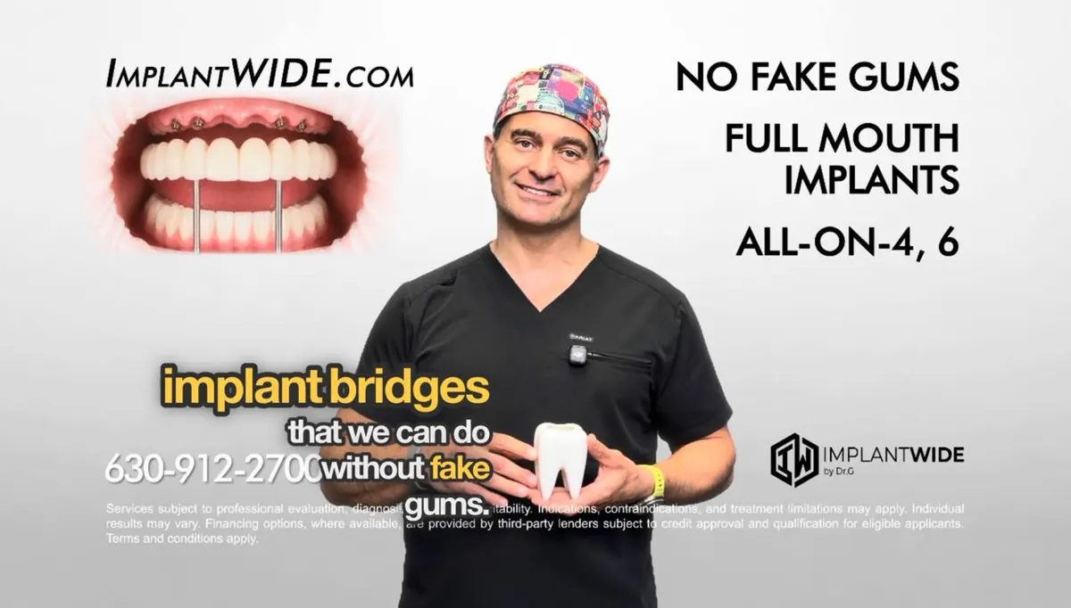 Dr. Gromov presenting full-mouth implant bridges without fake gums