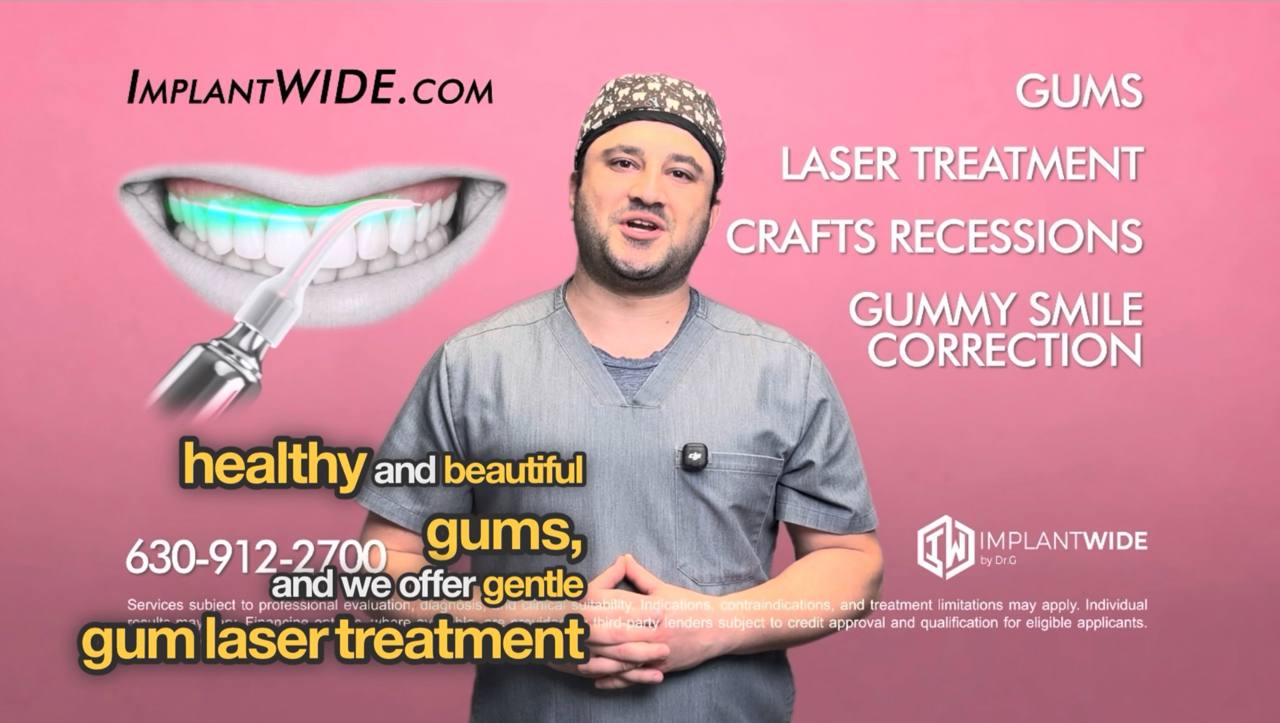 Dr. Gromov explaining gentle laser gum treatment at ImplantWIDE